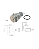 Ionnic L16-RA Vandal Switch Resistant 12-24V N/O & N/C - Amber