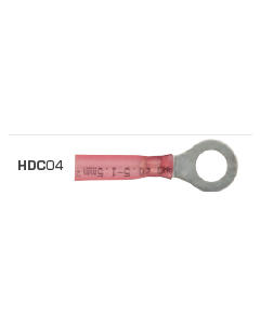 Quikcrimp HDC04 Red 6mm Heatshrink Ring Terminal Pack of 100