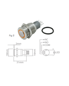 Ionnic L16-RA Vandal Switch Resistant 12-24V N/O & N/C - Amber