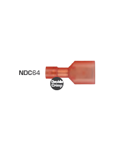 Quikcrimp NDC64 Nylon 6.3mm Male Blade Terminal - Fully Insulated Red Pack of 100