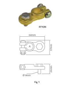 Quikcrimp RT10N Battery Terminal - 16mm Bolt, Negative