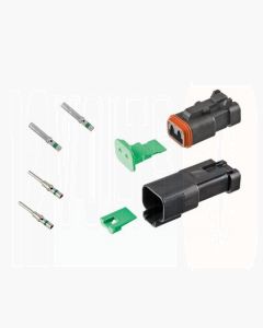 Deutsch DT2-1-CAT 2 Way DT Series CAT Spec Connector Kit with Green Band Contacts