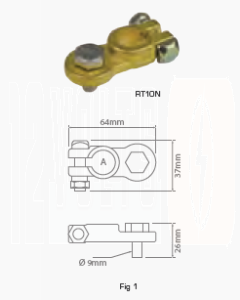 Quikcrimp RT10N Battery Terminal - 16mm Bolt, Negative