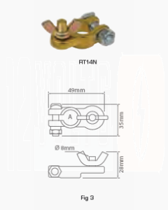 Ionnic RT14N Wingnut 16mm - Negative Battery Terminal 